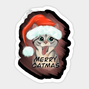 Christmas Cat / Merry Catmas / Cut Santa Cat Sticker